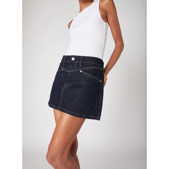 Blank NYC Over the moon Women's Size 27 Blue Metallic Denim Mini Skirt - Picture 1 of 8
